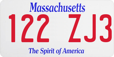 MA license plate 122ZJ3