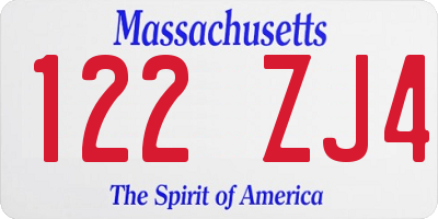 MA license plate 122ZJ4