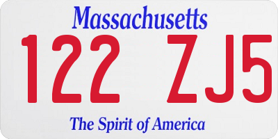 MA license plate 122ZJ5