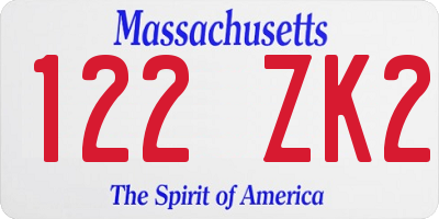 MA license plate 122ZK2