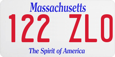 MA license plate 122ZL0