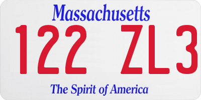 MA license plate 122ZL3