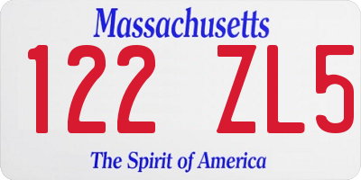MA license plate 122ZL5