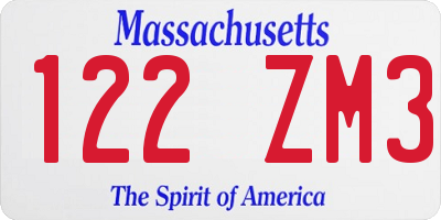 MA license plate 122ZM3
