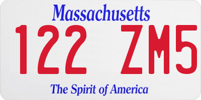 MA license plate 122ZM5