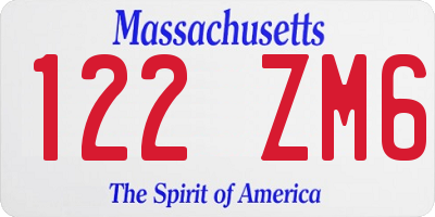 MA license plate 122ZM6