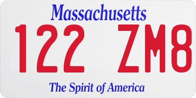 MA license plate 122ZM8