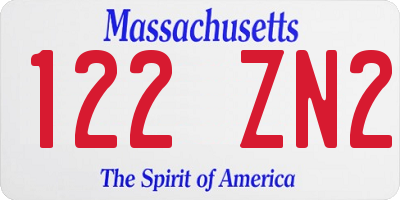 MA license plate 122ZN2