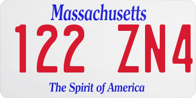 MA license plate 122ZN4