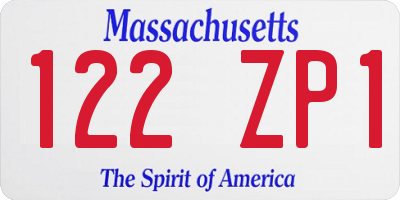 MA license plate 122ZP1