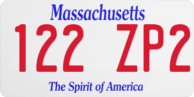 MA license plate 122ZP2