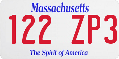 MA license plate 122ZP3