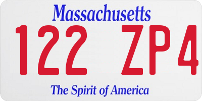 MA license plate 122ZP4