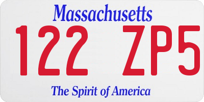 MA license plate 122ZP5
