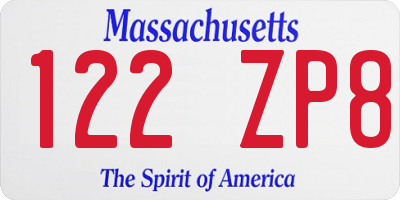 MA license plate 122ZP8