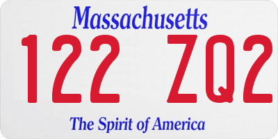 MA license plate 122ZQ2