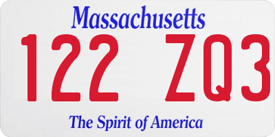 MA license plate 122ZQ3