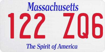 MA license plate 122ZQ6