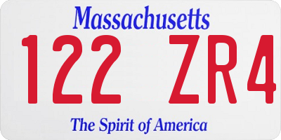 MA license plate 122ZR4