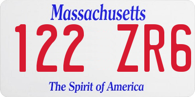 MA license plate 122ZR6