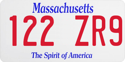 MA license plate 122ZR9