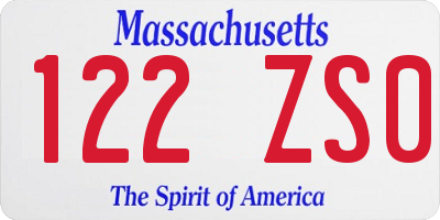 MA license plate 122ZS0