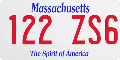 MA license plate 122ZS6