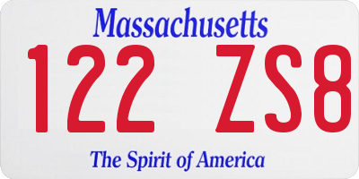 MA license plate 122ZS8