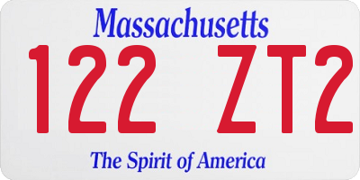 MA license plate 122ZT2