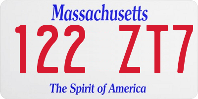 MA license plate 122ZT7