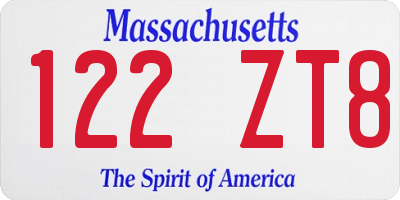 MA license plate 122ZT8