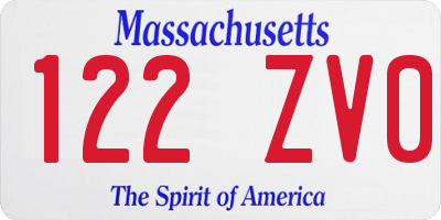 MA license plate 122ZV0