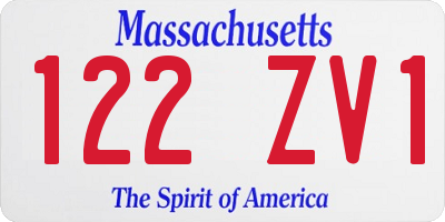 MA license plate 122ZV1