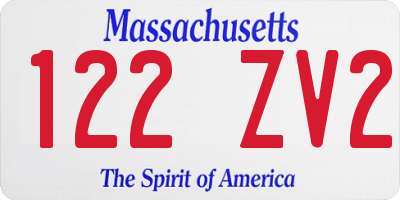 MA license plate 122ZV2