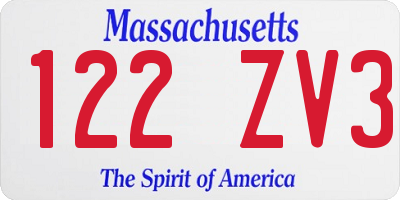 MA license plate 122ZV3