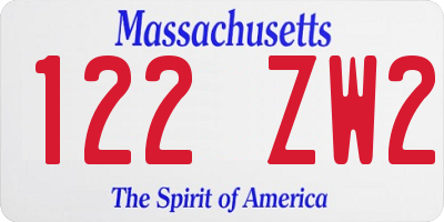 MA license plate 122ZW2