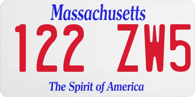 MA license plate 122ZW5