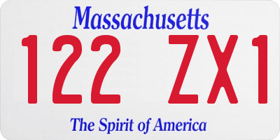 MA license plate 122ZX1