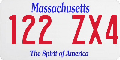 MA license plate 122ZX4
