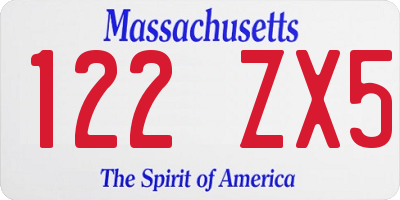MA license plate 122ZX5