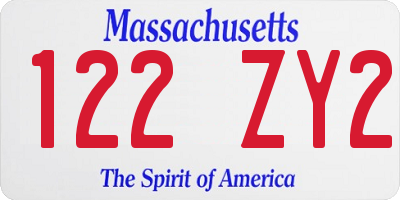 MA license plate 122ZY2