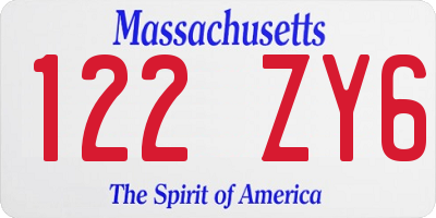 MA license plate 122ZY6