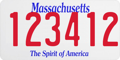 MA license plate 123412