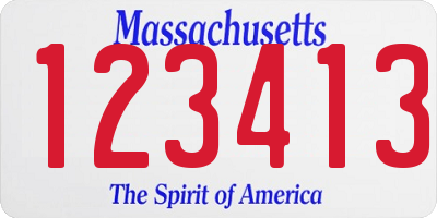 MA license plate 123413