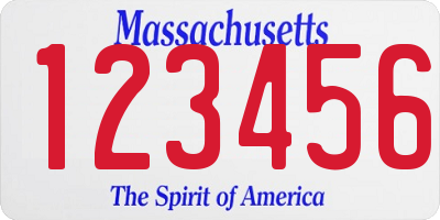 MA license plate 123456