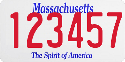 MA license plate 123457