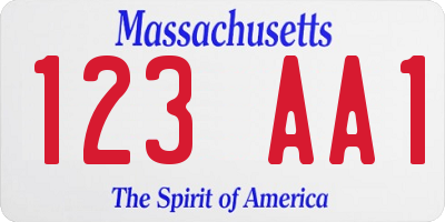MA license plate 123AA1