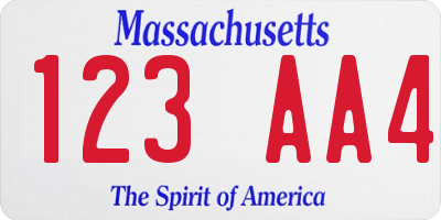 MA license plate 123AA4