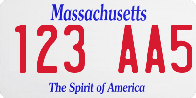 MA license plate 123AA5
