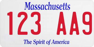 MA license plate 123AA9